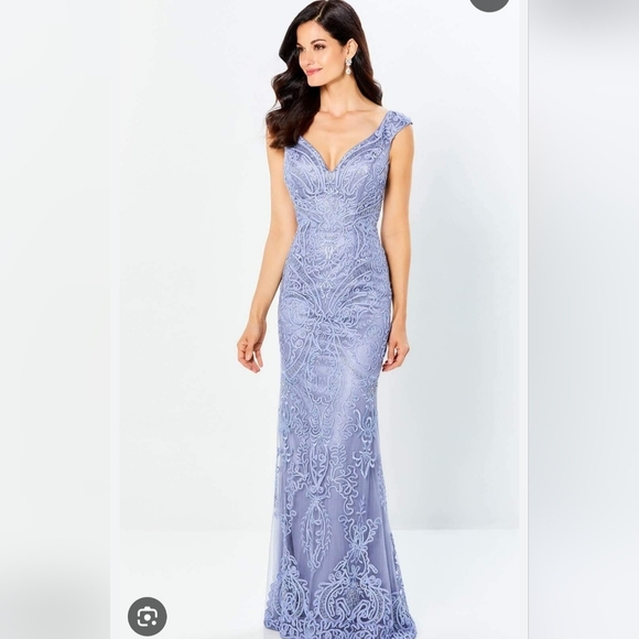 Montage by Mon Cheri Periwinkle Soutache Long Dress Size 6 - Picture 5 of 7